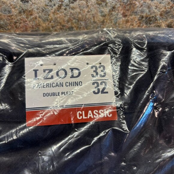 NWT Men's IZOD American Chino Double Pleat Classic Fit Chino Pants Navy 33W 32L - Picture 8 of 12